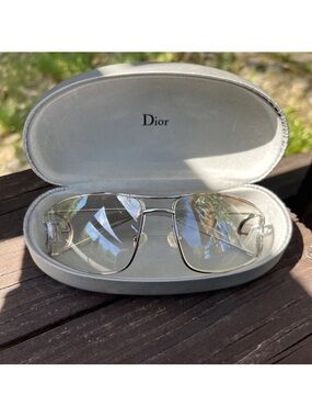 Vintage Christian Dior Calandre 29GHR Aviator Sunglasses With Case 90s Y2K